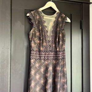 Size 8 black and nude lace long dress by Tadashi Shoji